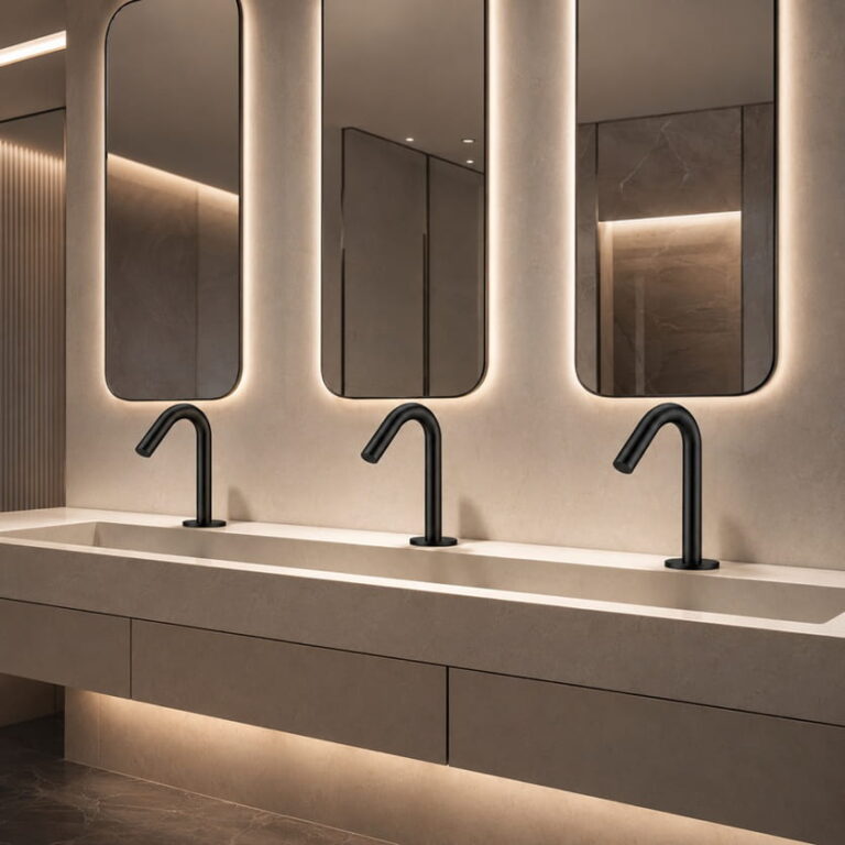 Read more about the article Premium Touchless Faucet Finishes for Modern Commercial Restrooms