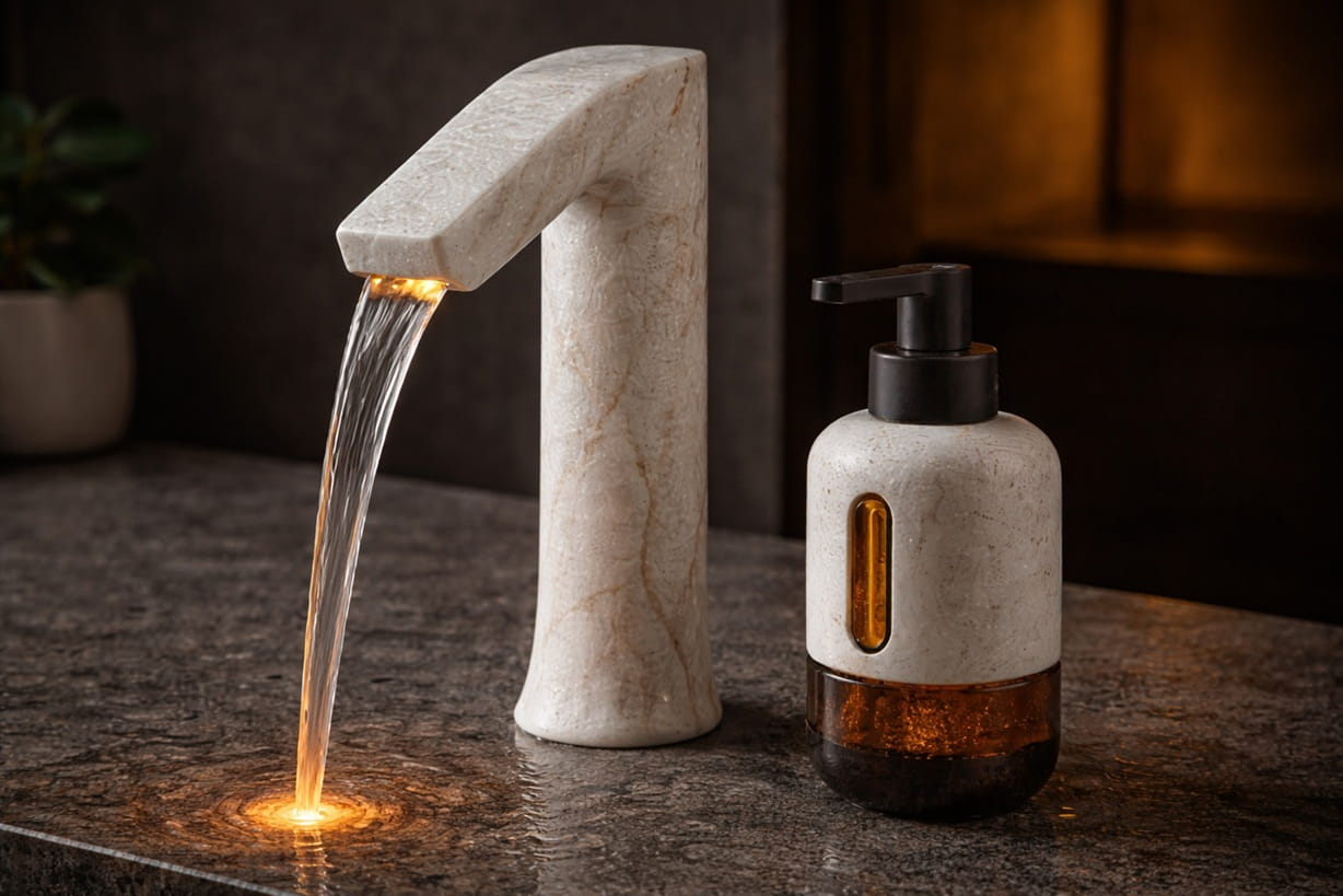 Touchless faucet installation across hotel guest suites lobby restrooms spa and service areas