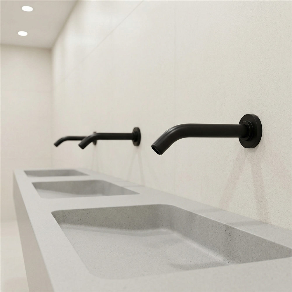 Compatibility geometry: spout reach, height, and activation zone over a vessel sink