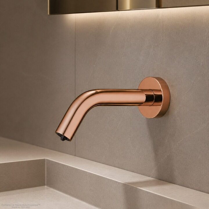 Fontana rose gold touchless soap dispenser side view